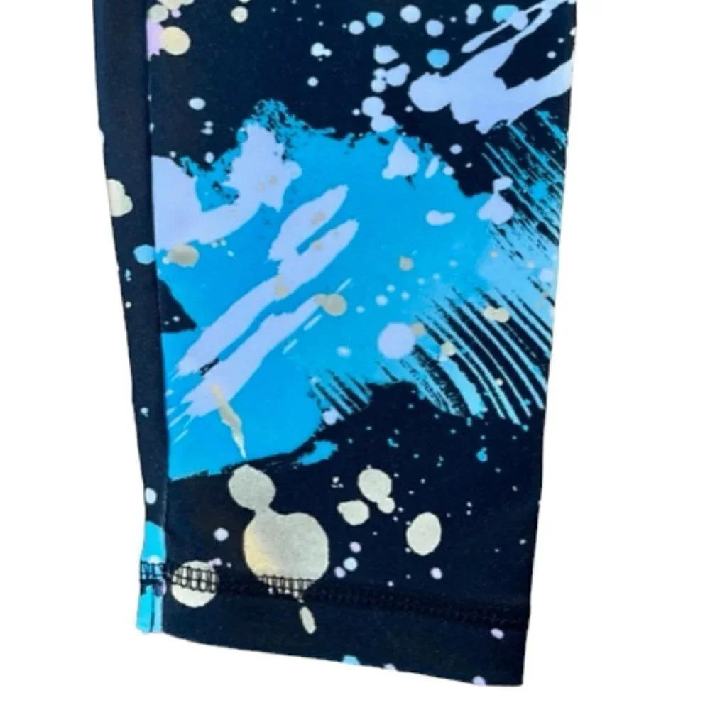 Justice NWOT Girls Splatter Full Length High Waist Dance Leggings Large (10/12)